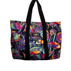 Vintage Hawaii Tote Bag Rainbow Fish Design By Victor 20 x 14 x 4 Inches